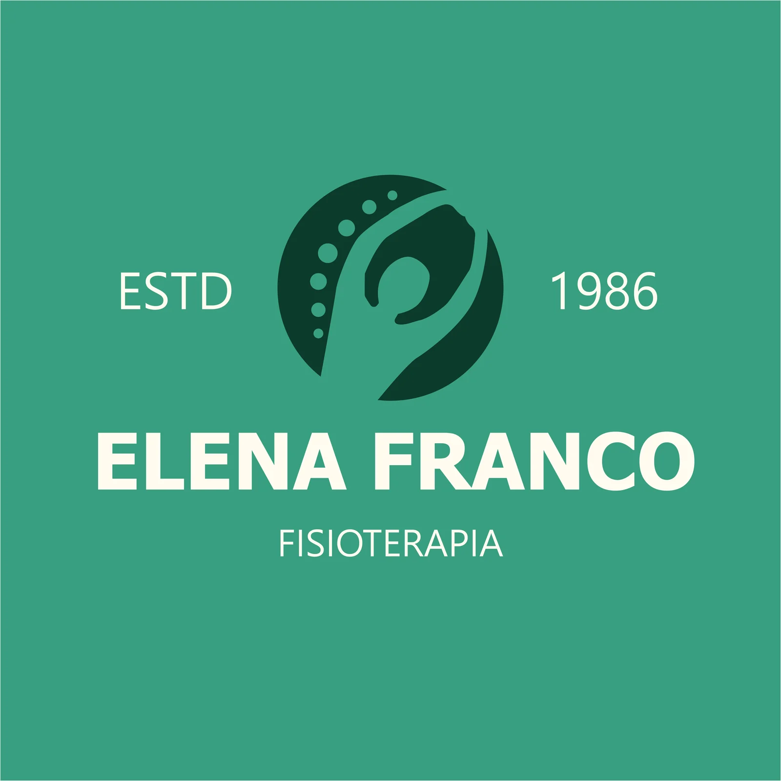 Logo horizontal de Elena Franco sobre fondo jade