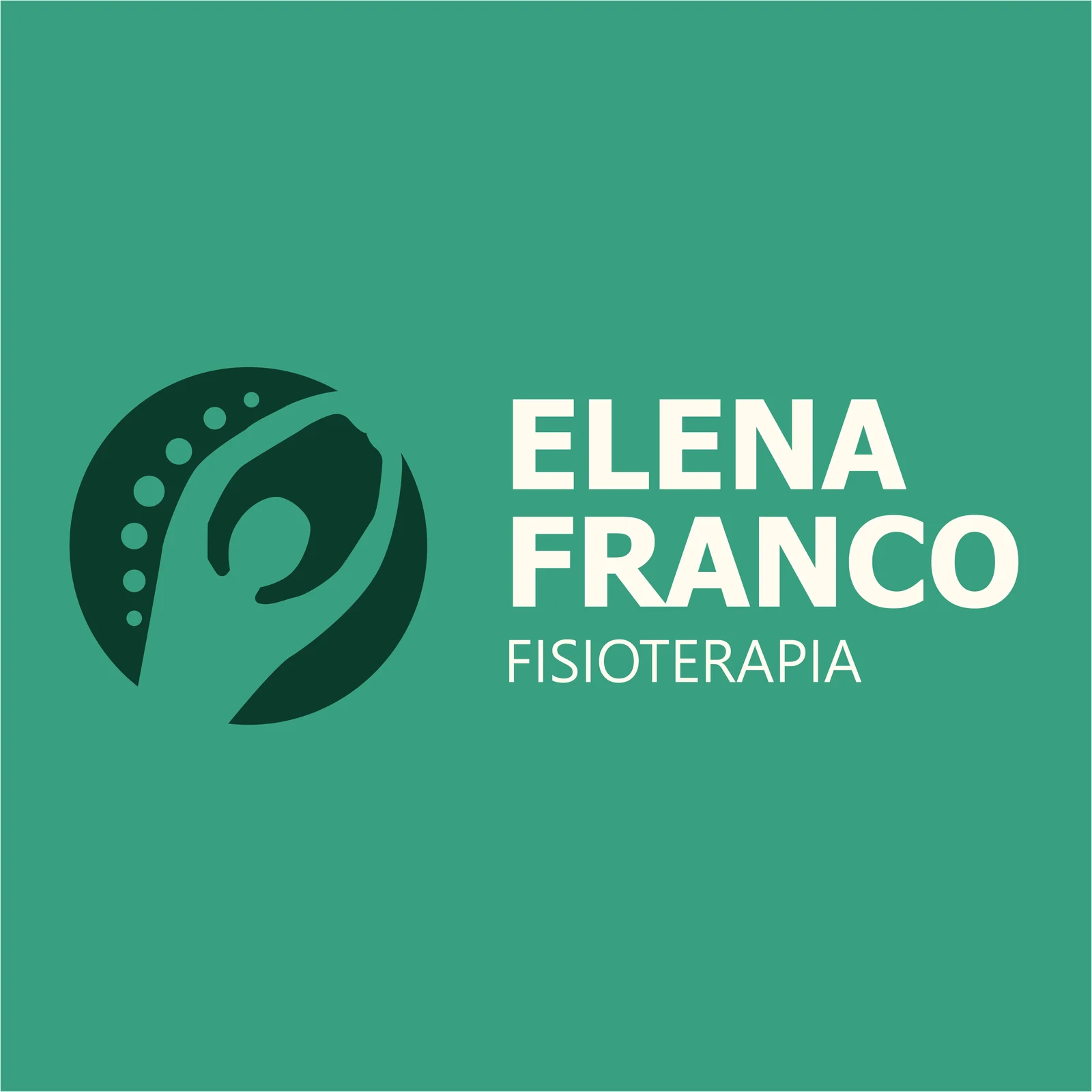 Marca de Elena Franco sobre fondo jade