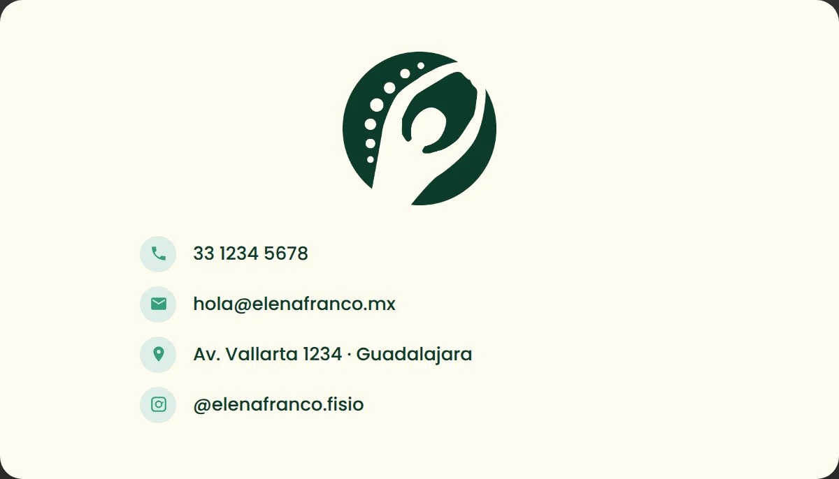 Tarjeta de presentación, reverso