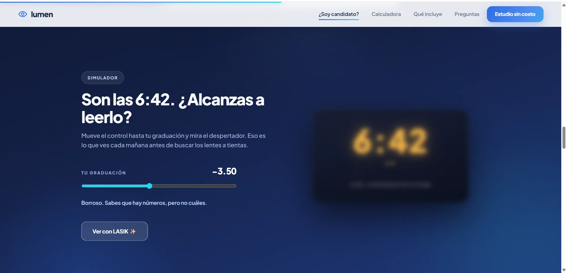 Simulador del sitio web de Clínica Lumen